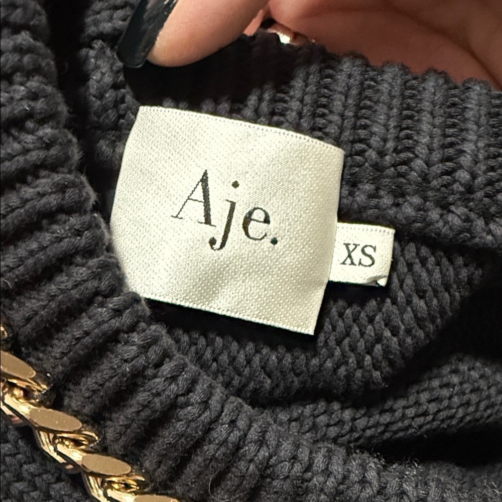 AJE Elle Chain Open Back Knit Jumper in Black Size XS - Picture 12 of 16